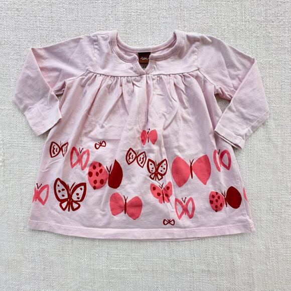 Tea Collection Pink Butterfly Dress 6-9mo EUC - Picture 1 of 5